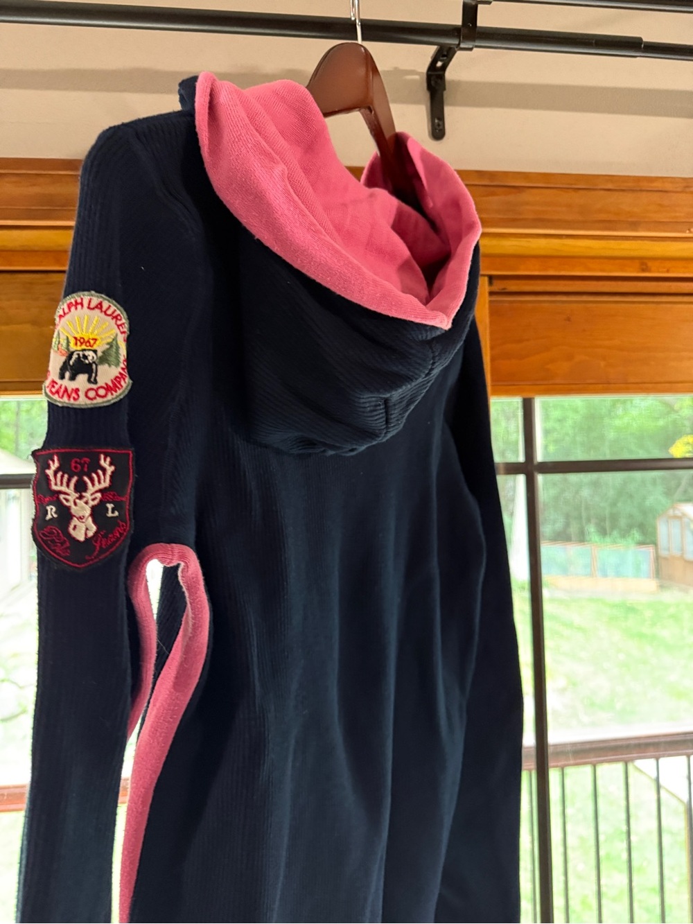 Lauren Ralph Lauren Navy Hooded Sweater with Pink Lining
